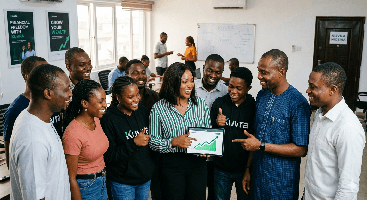 The Kuvra team celebrating with their organization-wide partners